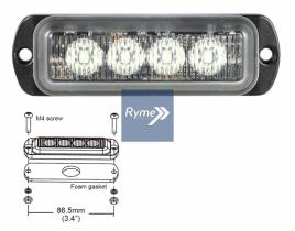 RYME AUTOMOTIVE 817145 - MODULO LED AMBAR ESTROBOSCOPICO 4 LED X 3W CRUCERO
